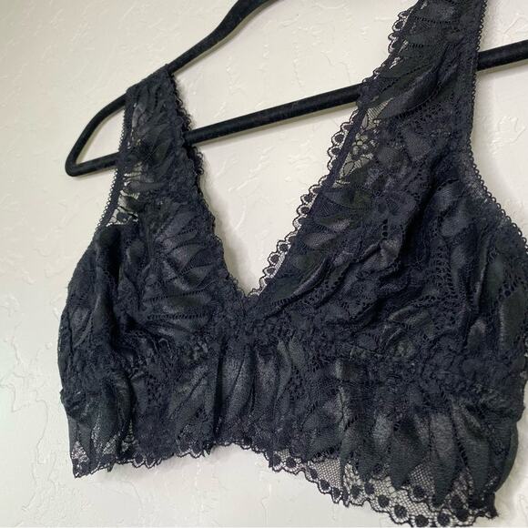 Aerie Black Lace V Neck Bralette Medium - Picture 3 of 8